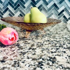 Pink depression glass footed bowl
